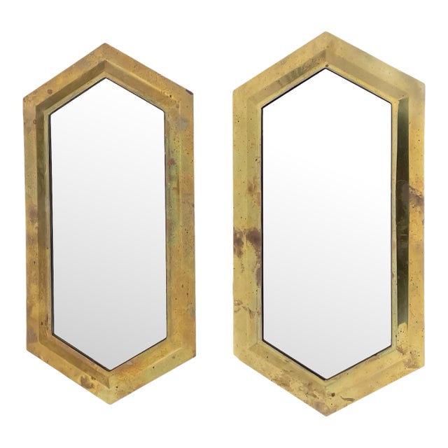 Vintage Brass Decorative Mirrors- Set For Sale