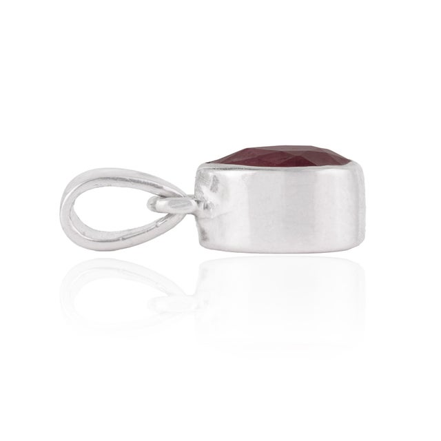 Metal Dainty Pear Cut 0.82 Ct Ruby Bezel Set Solitaire Pendant in 925 Sterling Silver For Sale - Image 7 of 12