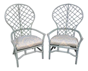 Faux Rattan Peacock Armchairs