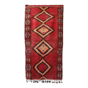Moroccan Vintage Red Rug - 3'8" X 7'4" Ft
