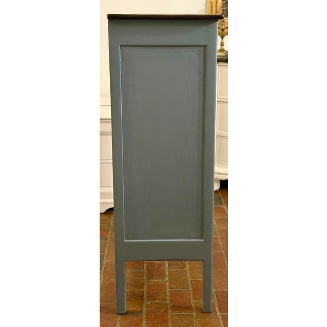 Vintage Solid Wood 5-Drawer Tallboy Dresser in Custom Blue Chateau For Sale - Image 4 of 13