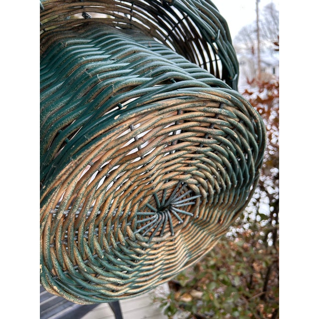 Mid 20th Century Monumentally Sized Wicker Hanging Basket, 21" Across For Sale - Image 4 of 10