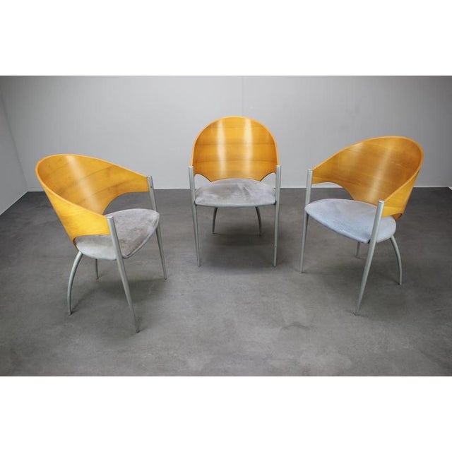 Original set of three dining chairs manufactured by Cattelan Italia in Italy during the 1980s. These iconic Italian...
