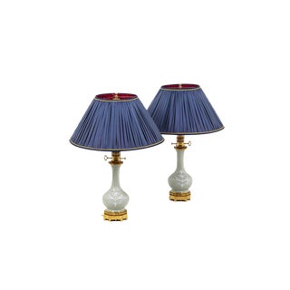 Lamps in Celadon Porcelain, 1880s, Set of 2 For Sale