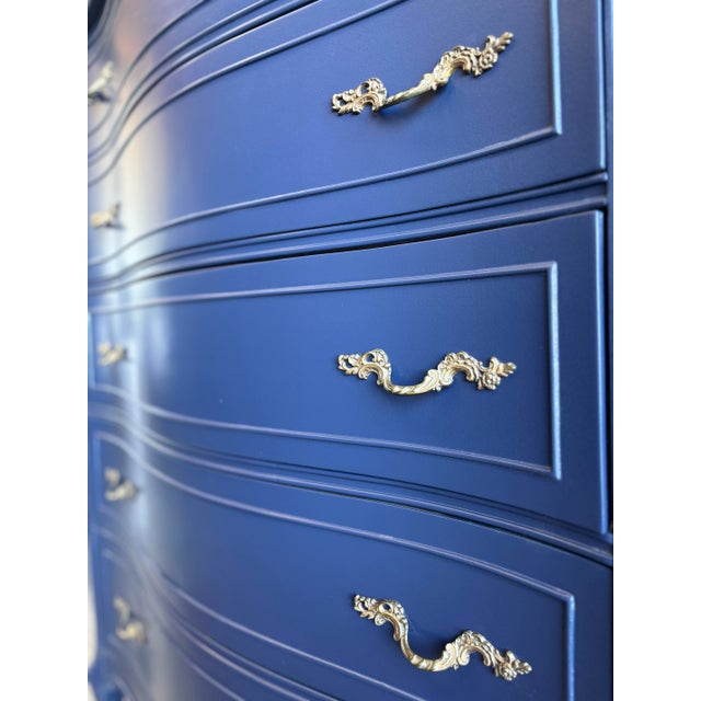 1920s 1920s French Provincial Chest in Deep Navy With Gilded Hardware For Sale - Image 5 of 6