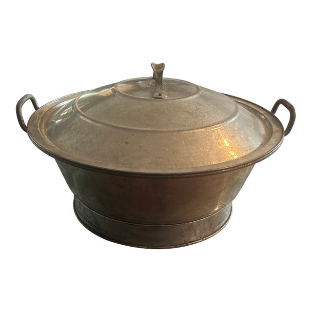 Early 20th Century Extra Large Galvanized Dough Rising Bowl For Sale