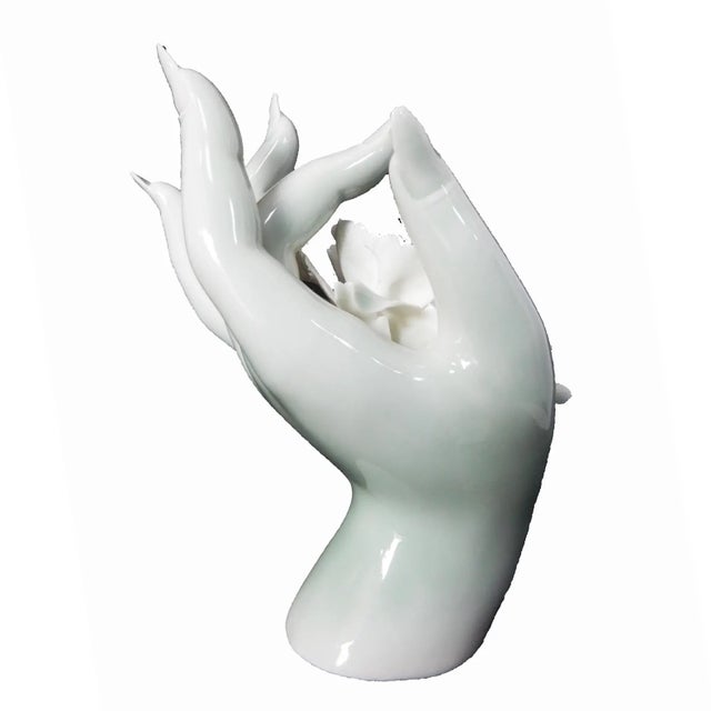 Celadon Vintage Chinoiserie Quan Yin Hand Celadon Incense Burner For Sale - Image 8 of 9