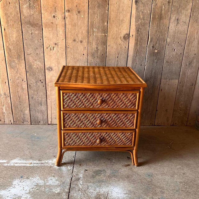Vintage Wicker Bedside Table with Drawers For Sale - Image 6 of 6