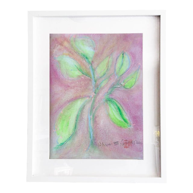 Whisper. VIII Framed Abstract Minimal Botanical Painting For Sale