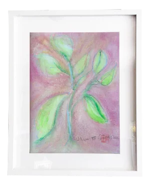 Whisper. VIII Framed Abstract Minimal Botanical Painting