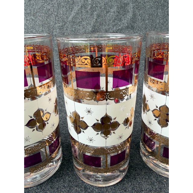 Mid-Century Modern Vintage Mid-Century Modern Culver LTD 22k Starburst Highball Glasses Set of 4 For Sale - Image 3 of 12