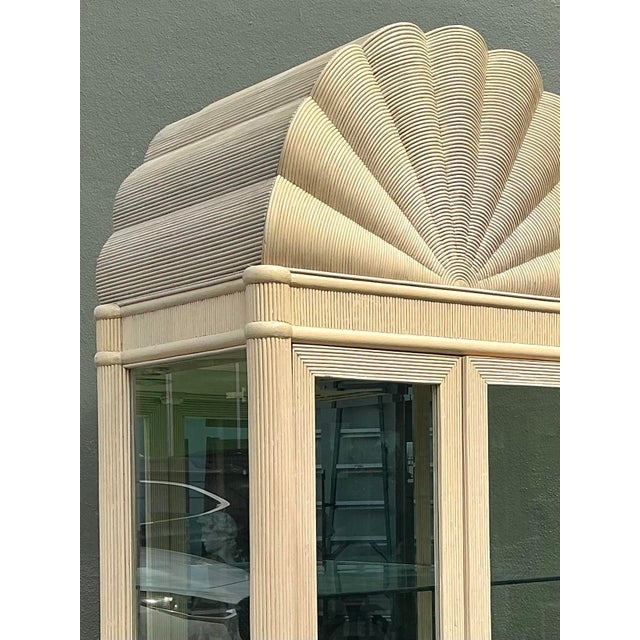 Art Deco Vintage Scalloped Top Pencil Reed Cabinet For Sale - Image 3 of 12