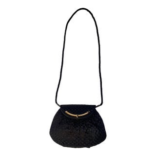 1980s Black Woven Ribbon Evening Bag For Sale