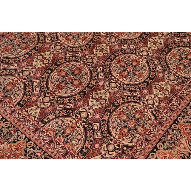 Art Nouveau Boho Chic Organic 1990's Pak-Persian Black/Rust Wool Rug - 5'11'' X 9'0'' For Sale - Image 3 of 9