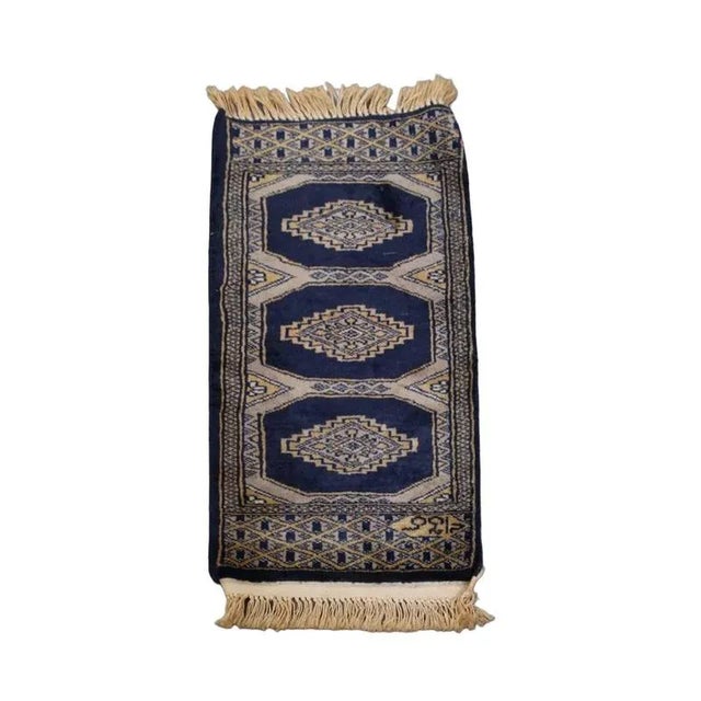 Blue Runner Rug in Blue and Beige Tones For Sale - Image 8 of 8