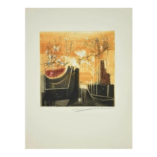 René Lubarow - Le Papillon Pressé - Etching - 1978 For Sale