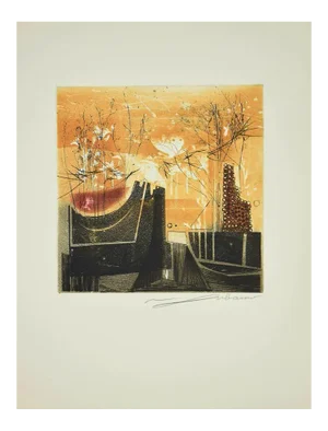 René Lubarow - Le Papillon Pressé - Etching - 1978