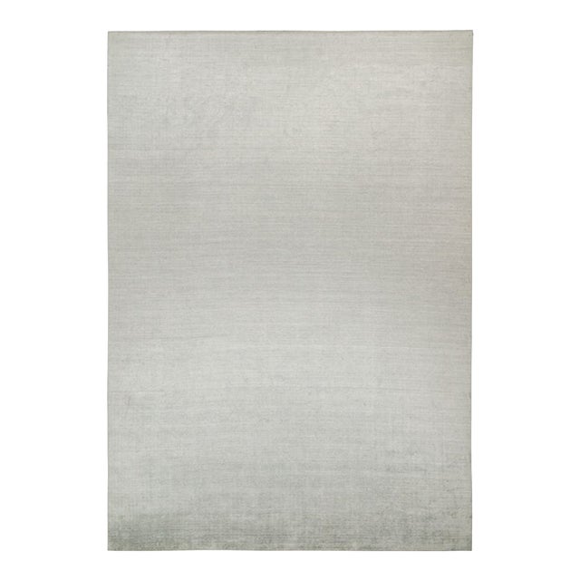 2010s Rug & Kilim’s Plain Modern Rug in Solid Silver-Gray Tone-on-Tone - 14x20 For Sale