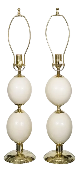 Pair of ostrich egg lamps in the style of Crespi