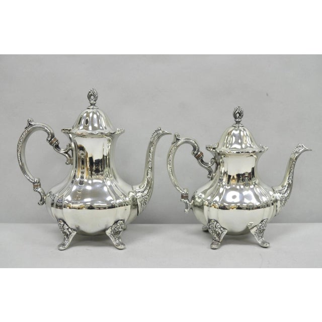 Vintage Towle Grand Duchess Victorian Silver Plated Tea Service Set - 4 Pcs. Listing includes (1) Coffee Pot, (1) Teapot,...