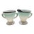 Vintage Hazel Atlas Turquoise Ombre Creamer and Sugar Bowl Set in the Ovide Pattern Made of Platonite Milk Glass For Sale