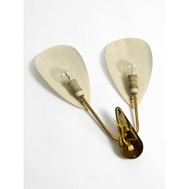 Mid-Century Modern Brass Wall Lamp with Perforated Metal Sheet Lampshades, 1950s For Sale - Image 9 of 16