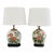 Pair of Chinese Famille Rose Chinoiserie Porcelain Handpainted Ginger Jar Table Lamps, Pink and Green Floral With Birds and Calligraphy For Sale