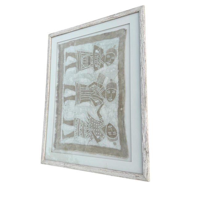 Late 20th Century Framed Vintage African Korhogo Mud Cloth Painting For Sale - Image 5 of 7