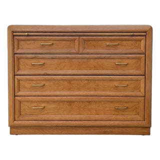1980s Thomasville Prestige Oak Drawer Console Sideboard For Sale