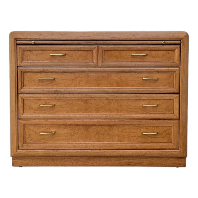 1980s Thomasville Prestige Oak Drawer Console Sideboard For Sale
