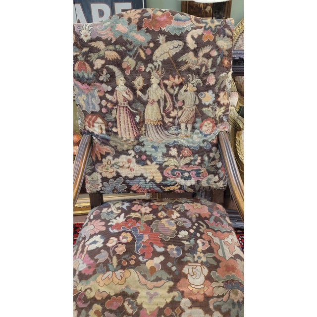 Ca 1890 Jacobean Needlepoint Arm Chair For Sale - Image 13 of 18