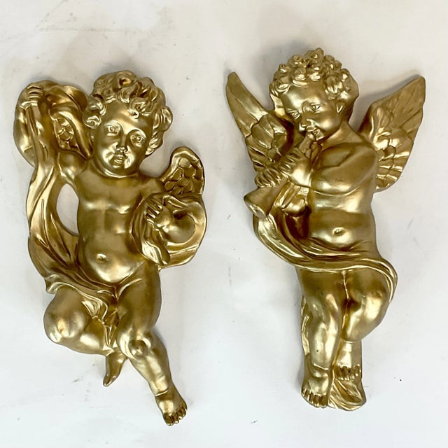 These are a lovely pair of plaster Figural Cherubs from Italy. Finished in a bright gold they add a glamorous Hollywood...