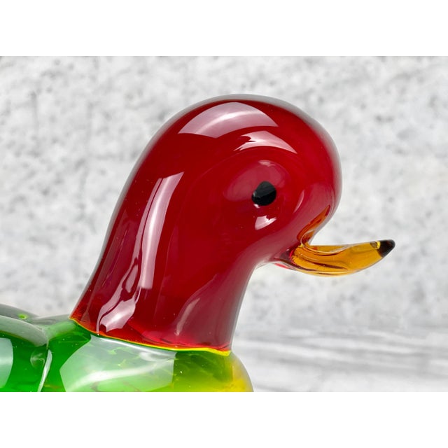 Vintage Italian Murano Art Glass Duck Sculpture Paper Weight For Sale - Image 6 of 10