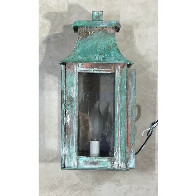 Single Wall Hanging Copper Lantern For Sale - Image 4 of 10