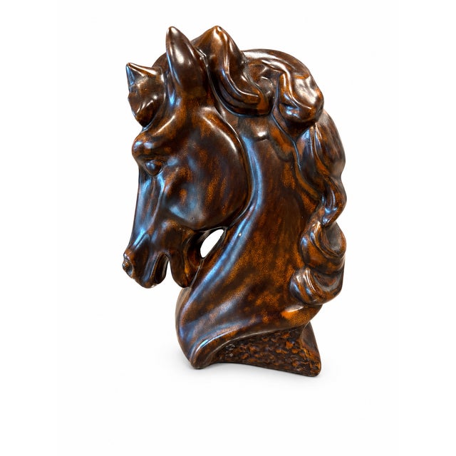 Vintage Ralph Lauren Style Ceramic Horse Head Bust Sculpture For Sale In San Diego - Image 6 of 6