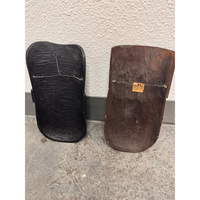 Black Akios Industries Hand Carved Native Wall Masks, Pair For Sale - Image 8 of 12