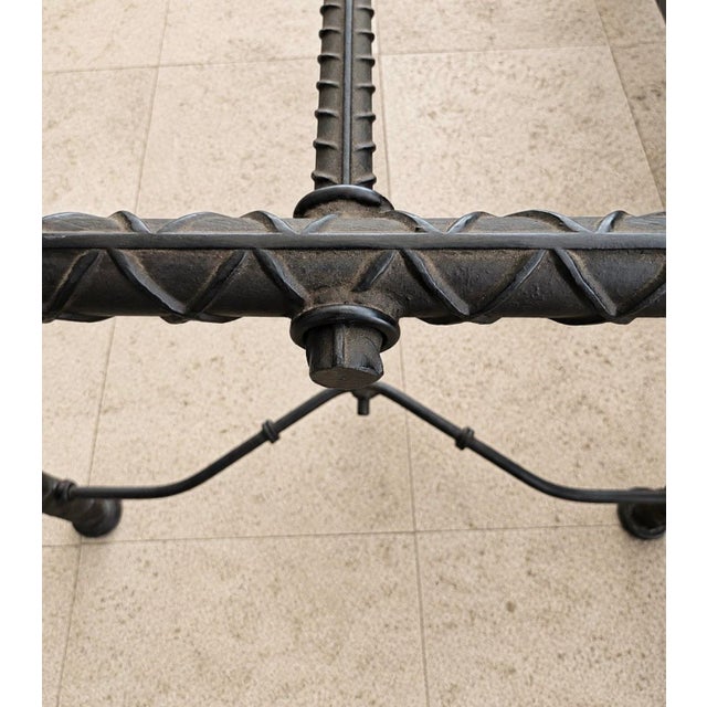 1970s 1970s Ilana Goor Style Brutalist Iron Rebar Dining Table With 3/4” Gemstone Edge Glass Top For Sale - Image 5 of 11