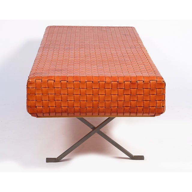 Enzo Mari Late 20th Century Enzo Mari “Sigmund” Daybed in Braided Tanned Leather, Wood & Steel For Sale - Image 4 of 10