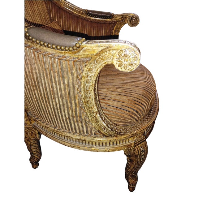 French Elevate Your Living Space With a Pair of Rare French Neoclassical Design Louis XVI Style Bergères For Sale - Image 3 of 9