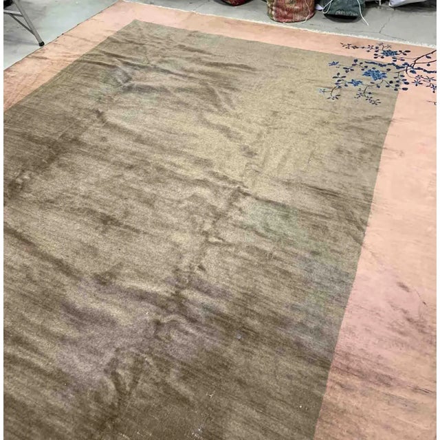 1920s Handmade Antique Art Deco Chinese Rug For Sale - Image 10 of 11