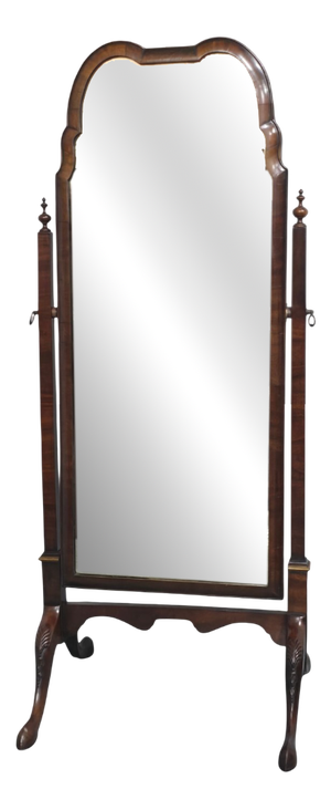 Queen Anne Walnut Cheval Mirror, 1920