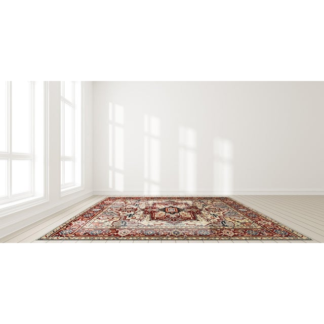 Textile 10x14 Sophisticated Radiant Ivory Floral Medallion Hand Knotted Wool Carpet Rug For Sale - Image 7 of 9