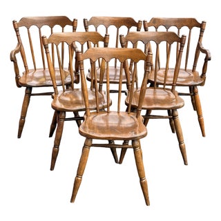 Mid 20th Century Cushman Classics Solid Maple Windsor Dining Chairs - Set of 6 For Sale