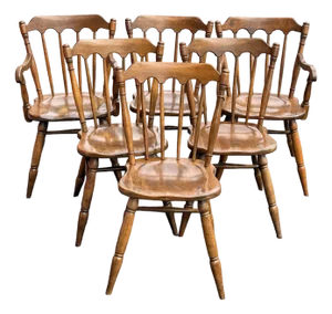 Mid 20th Century Cushman Classics Solid Maple Windsor Dining Chairs - Set of 6