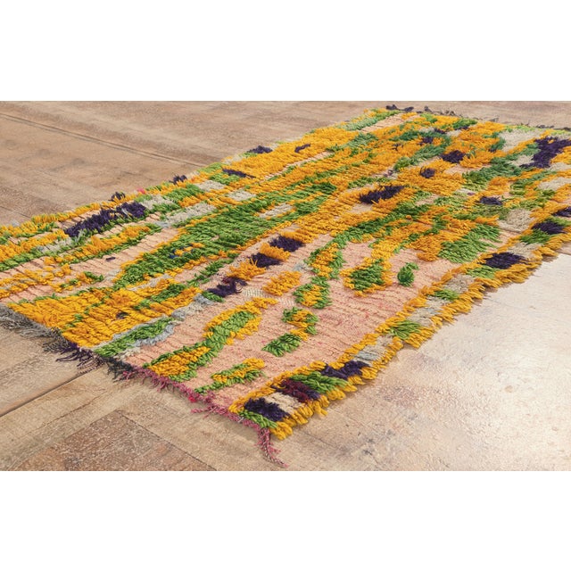 Saffron Vintage Azilal Moroccan Rug, 03'02 X 05'07 For Sale - Image 8 of 10