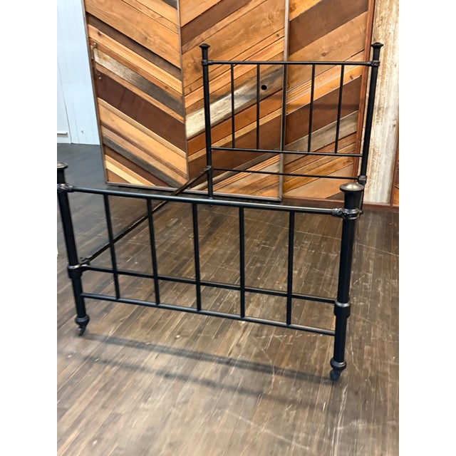 Black Queen Size Antique Iron Rod Bed Frame For Sale - Image 8 of 12