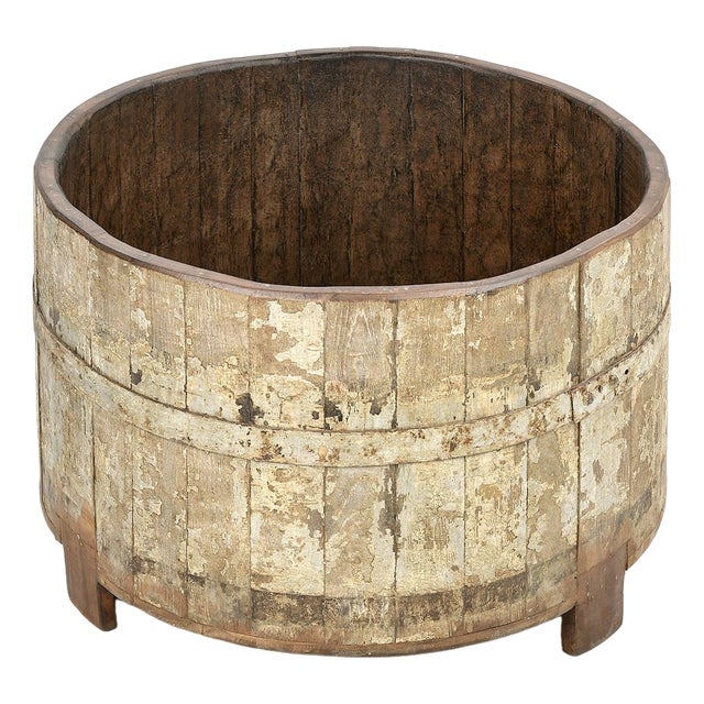 Patinated Solid Wood Barrel For Sale