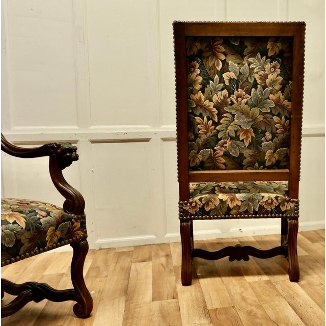 French Arts and Crafts Gothic Walnut Library Chairs, 1880, Set of 2 For Sale - Image 10 of 15