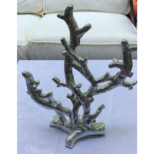 Set of 4, Vintage Faux Coral Candle Holder Decor Bundle in Red and Silver For Sale - Image 10 of 11
