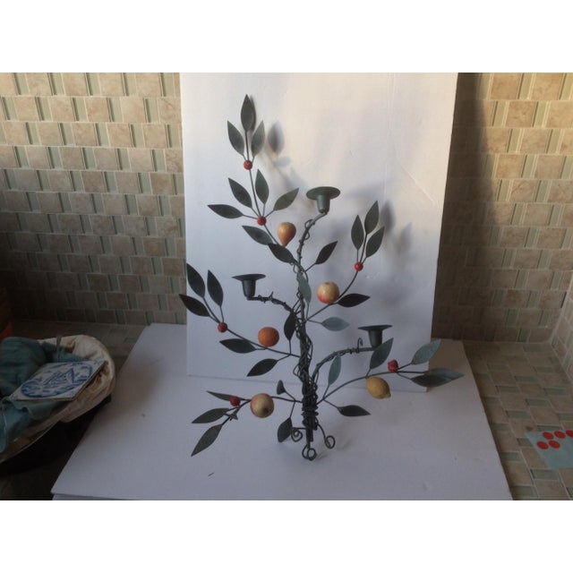 Painted Tole Candle Wall Sconce With Fruits Chairish